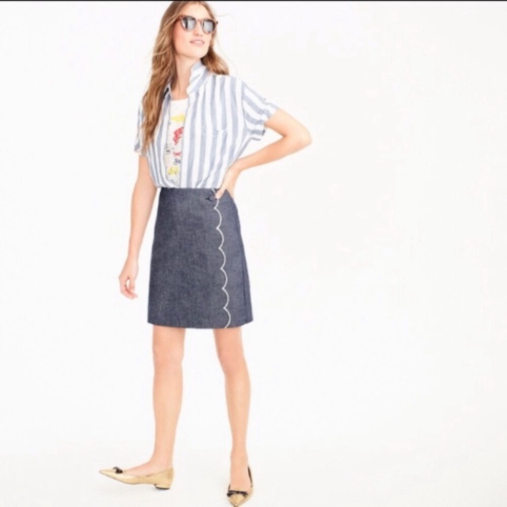 🪡J. CREW🪡SCALLOP TRIM COTTON MINI SKIRT🪡